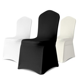 BIGTONE 100 Pieces Black Chair Covers - Stretch Polyester Spandex Chair Slipcovers for Wedding Party Banquet Upgrade and More (Dining Chair Cover-Black-100 Pcs)