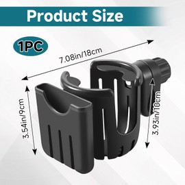 Arvoni Baby Stroller Drink Holder, 2 in 1 Baby Stroller Cup Holder with Phone Holder, 360° Universal Cup Holder for ABC Design, Cybex, Hauck, Joie (Black)