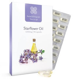 Starflower Oil 1,000mg (90 Capsules) | Healthspan | Richest Source of Gamma-Linolenic Acid (GLA) | Women's Health | 207mg GLA & 131mg Omega 9 Fatty Acids Per Capsule | Vegan