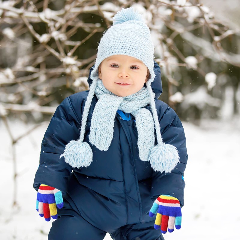 QKURT 6 Pairs Children's Magic Gloves,Unisex Full Fingers Kids Stretch