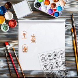 GLOBLELAND Autumn Tags Clear Stamps Pumpkin Squirrel Mushroom Labels Silicone Clear Stamp Seals Flower Maple Leaf Acorns Transparent Stamps for DIY Scrapbooking Cards Making Photo Album Journal