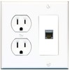 15 Amp Round Power Outlet 1 Port Cat6a Shielded Ethernet