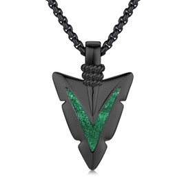 QHQPQ Black Malachite Arrowhead Necklace for Men Women 925 Sterling Silver Arrow Pendant Malachite Jewelry Gifts for Daughter
