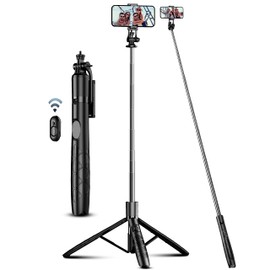 71" Phone Tripod & Selfie Stick, All in One Extendable Cell Phone Tripod with Wireless Remote, Tripods Stand for iPhone & Travel Selfie Stick 360° Rotation Compatible with iPhone Android, Camera