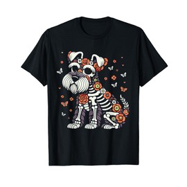 Dia de Los Muertos Schnauzer Sugar Skull Mexican Dogs Lovers T-Shirt