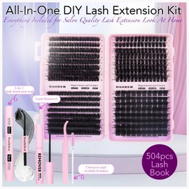 DAODER Thick Lash Cluster Kit 80D+100D+120D+260D Mega Volume Cluster Eyelash Extensions 10-18MM Long Fluffy Eyelash Clusters D Curl with Bond And Remover 504pcs Lash book