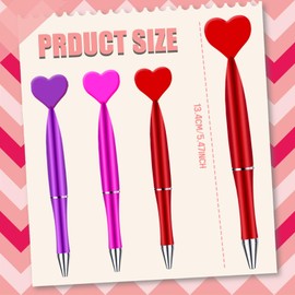 Lragvtbk 24 Pieces Heart Shaped Pens Heart Ballpoint Pens Valentine Party Favor Pens Nurse Gift Pen Black Ink Stripe Writing Pen for Mother's Day Wedding Party Office Supplies