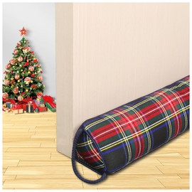 Triangle Under Door Draft Stopper Noise Blocker 30 Inches for Door Bottom Air Seal Insulation and Soundproof, Heavy Duty Weather Guard Snake Stripping, Tartan Check Navy Blue