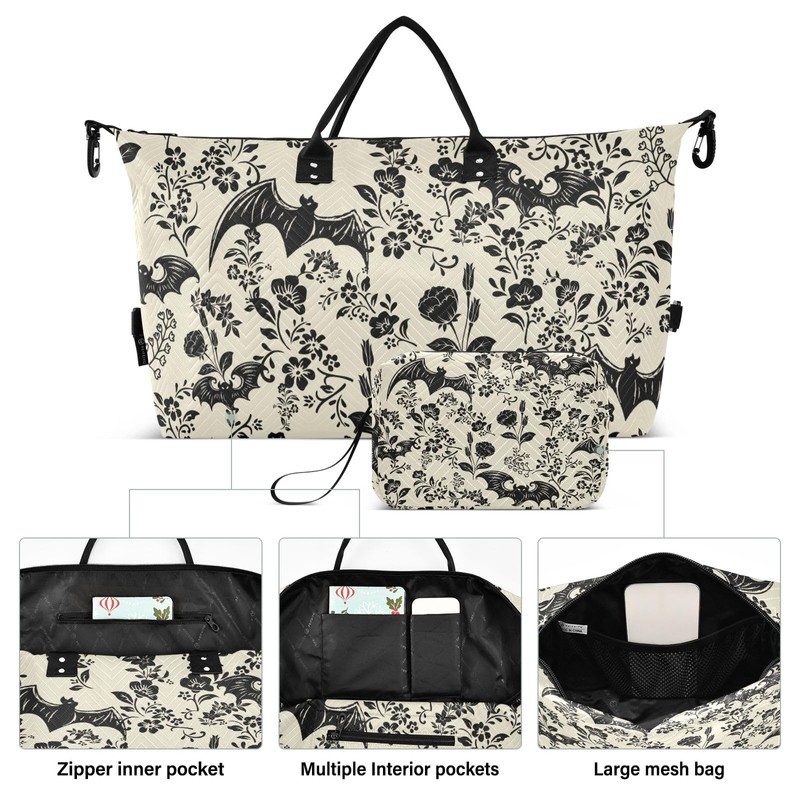 XUWU Goth Bat Quilted Travel Bags Weekender Duffle Bags