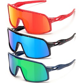 SEKKAF 3PACK Kids Baseball Sunglasses for Boys Girls Polarized Youth Softball Cycling Sports UV400 Protection Goggles