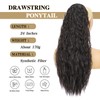 HANYUDIE Curly Ponytail Extension 24 Inch Drawstring Ponytail for Black