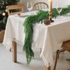 2 Pcs 6 Ft Artificial Norfolk Pine Garlands,Realistic Pine Garland,Artificial Greenery Garland for Christmas Table,Mantle, Wall, Indoor, Outdoor Decorations