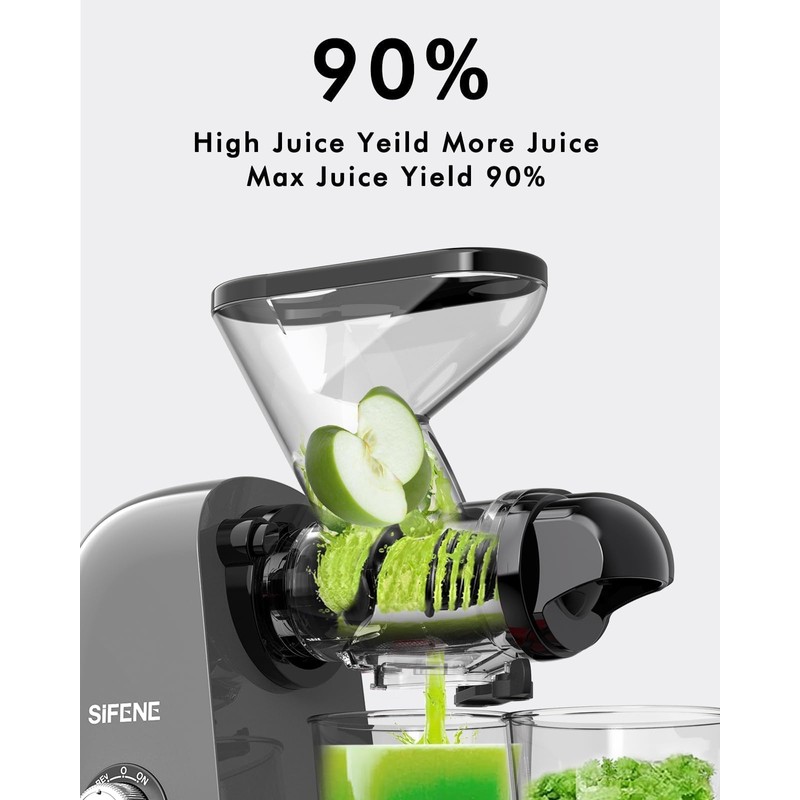 SiFENE Cold Press Juicer Machine, Compact Single Serve Slow Masticating