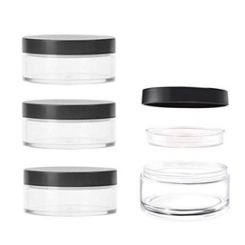 Pack of 4 Capacity 30 ml(1 oz) Empty Reusable Plastic Loose Powder Compact Container DIY Makeup Powder Case with Sifter and Lined Screw Lid Powder Face