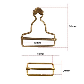 Trimming Shop 40mm Metal Dungaree Buckles with Rectangle Slider Fasteners for Braces, Hand Bags, Jackets, Kids Overalls, DIY Clothing, Pinafore Dresses, Bronze, 2pcs
