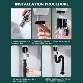 Bathroom Sink Drain Kit with Pop Up Drain Stopper, Expandable P-Trap Sink Drain Pipe Tube Anti-Odor Bathroom Sink Drain for 1-1/4'' & 1-1/2'' Drain Holes, 3-in-1 Sink Drain Strainer, Anti-Clogging