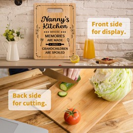Nanny Birthday Gifts, Nanny Gifts from Grandchildren - Unique Large Bamboo Cutting Board, Thoughtful Mothers Day Kitchen Gifts, 13"x9"