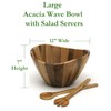 Lipper International Acacia Large Wave Bowl with Servers, 162.31 fl.oz.,Brown