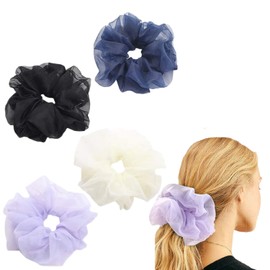 Oversized Hair Scrunchies, Jumbo Organza Hair Ties, Large Chiffon Scrunchies, Giant Hair Ties, Large Hair Ties for Women and Girls