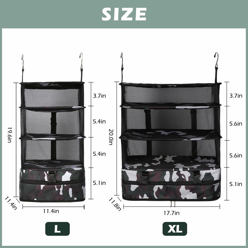 Surblue Hanging 3-Shelf Closet Organizer Pocket Collapsible Washable Oxford Fabric