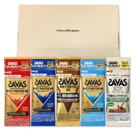 ザバス プロテイン100 5種セット トライアルタイプ (ココア バニラ リッチショコラ ヨーグルト ソイプロテインココア) 10.5g×5袋セット 各1袋 PSJBOX SAVAS ホエイ ソイ プロテイン お試し アソート 筋トレ 運動