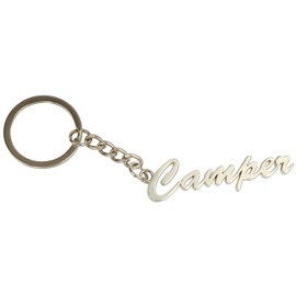 happyROSS Camper Keyring | Elegant Pendant with Lettering Made of High-Quality Cast Metal | Campsite, Motorhome, Leisure, Travel, Shiny nickel-plated, Classic