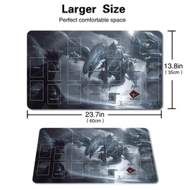Board Game TCG Play Mats + Waterproof Bag + with Card Zones, YGO Card Game Table Mat Size 60 x 35 cm Compatible with Trading Card Game Mat (YGO-25 with Zone)
