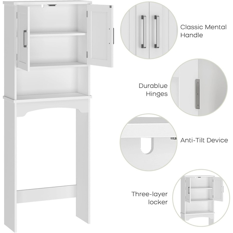 Space-Saving Bathroom Shelf Organizer Freestanding with Doors for Restroom