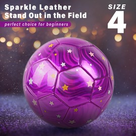 Champhox Size 4 Soccer Ball Glitter, Girls Soccer Ball Size 4, Soccer Beginners Sports Training Ball Outdoor Recreation Ball for Girls Youth Birthday Christmas Soccer Class