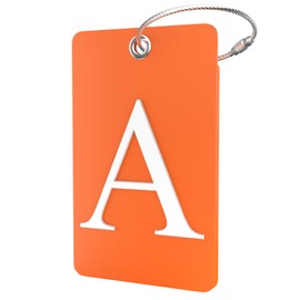 Luggage Tag Initial – Fully Bendable Tag w/Stainless Steel Loop (Orange) (Letter A)