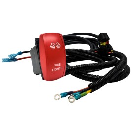 OZ-USA 10ft. Power Busbar Wire Harness Kit + Side Lights Red Rocker Switch for Can-Am