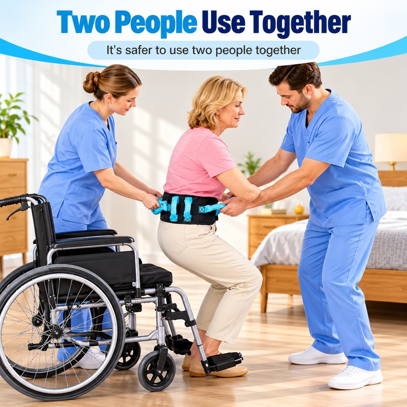 Adjustable Gait Belt for Assisted Walking and Transfers – Multi-Handle