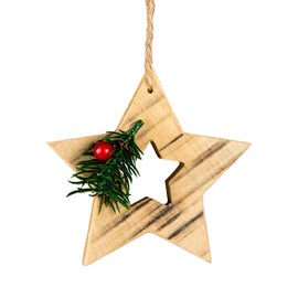 SHATCHI Rustic Star, Reindeer, Heart Tree Decorations-Christmas Wooden Festive Ornaments Hanging Xmas Pendants DIY Crafts Gifts, Wood