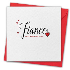 Valentines Card for Fiance. Textured Card. Eco-friendly. 148mm Square. Valentine's Card with Red Envelope. Made in UK