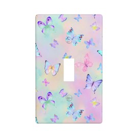 ybclf Purple Butterfly Light Switch Cover 1 Gang Single Toggle Colourful Wall Plate Decorative Electrical Receptacle Outlet Switchplate Faceplate for Bathroom Kitchen Girls Bedroom