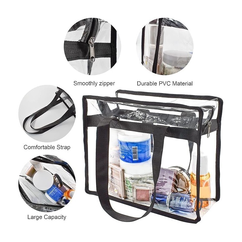 PENGYIP Clear Stadium Approved Tote Bag, Transparent See Through, 11.5x5.75x11.75