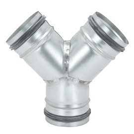 PATIKIL 4 Inch 3 Way Duct Connector, Galvanized Steel 45 Degree Y-Shape Ducting Splitter Air Vent Duct Hose Exhaust Pipe Adapter Dust Collection Fitting with Rubber Gasket