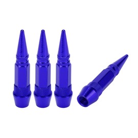 A ABSOPRO Tire Valve Stem Caps 60MM Car Wheel Valve Cap Aluminum Alloy Blue for Car Bike Motorcycle Truck Anti Crash Tyre Valve Stem Cover Valve Dust Cap Tire Valve Cap 4 Pcs