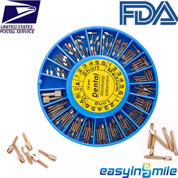 Easyinsmile Dental Endo Screw Post Refill Complete Kit 120Posts+2Key Wrench