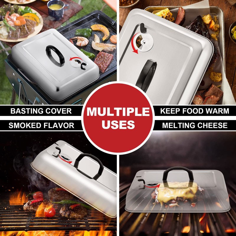 13 x 9.75Inch Cheese Melting Domes, HaSteeL Rectangular Basting Steam