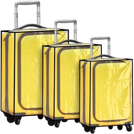 Sadnyy 3 Pieces Clear PVC Suitcase Protector Waterproof Cover for Luggage TSA Approved Luggage , 24 Inches, 28 Inches, 30 Inches (Black Border)