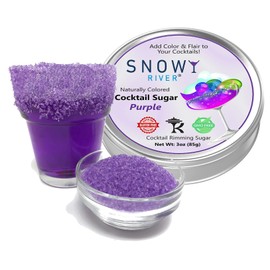 Snowy River Cocktail Sugar 3oz Gift Pack, Vibrant Naturally Colored Sugar for Cocktail Rimming, Baking & Decorating, Gift Tin (Purple)