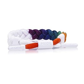 Rastaclat Braided Bracelet for Men and Women - Pride White/Rainbow Bracelet | Adjustable Stackable & Braided by Hand (Small/Medium)