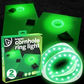 Brightz LED Cornhole Board Ring Lights - 2 Pack, Green, Electric Light Accessory for Outdoor Games