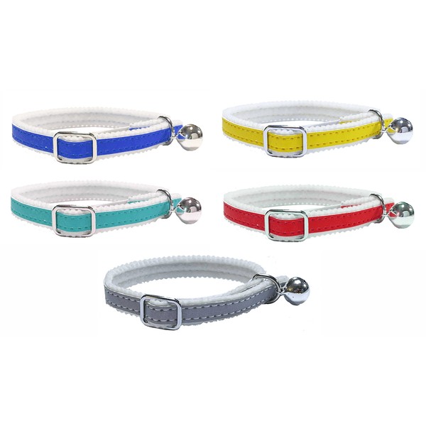 Cat/Kitten Reflective Collar with Safety Elastic, Bell (Silver)