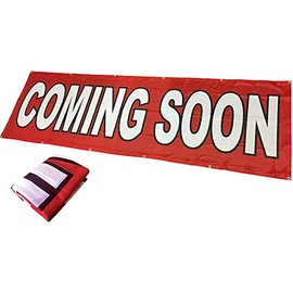 4Less 3x10 Ft Coming Soon Banner Vinyl Alternative Store Sign (red) Polyester Fabric