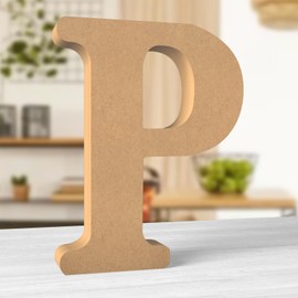 Aruatu 12 Inch Balsa Wooden Letters Unfinished Wood Letter for Wall Decor Decorative Standing Letters for Wall Decoration for Craft Home Party Projects (P)
