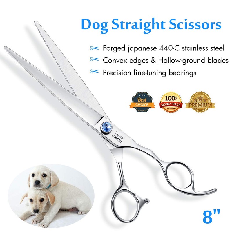 JASON 8" Straight Dog Grooming Scissors Long Pets Grooming Shears