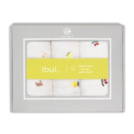 Keratta Baby Swaddling Gauze Blanket Wrap Firmly Wrap Up Against Night Crying 47.2 x 47.2 inches (120 x 120 cm) (Cherry, Lemon, Bambi, Set of 3)