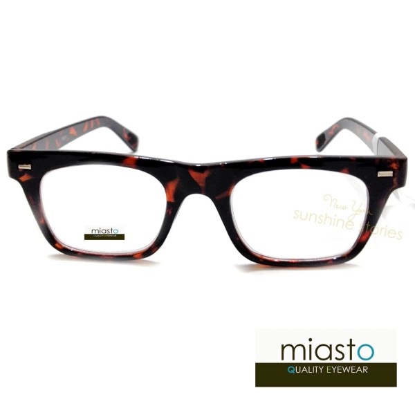 MIASTO "HARVARD" NERD READER READING GLASSES+3.50 TORTOISE (RECTANGLE FLAT TOP)